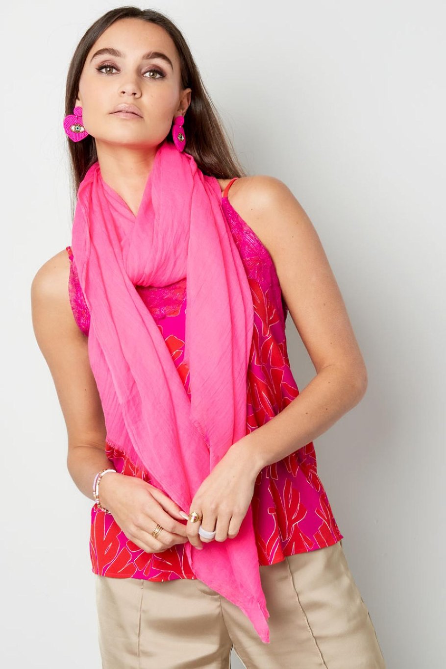 Schal mit Struktur Rosa Polyester Bild2